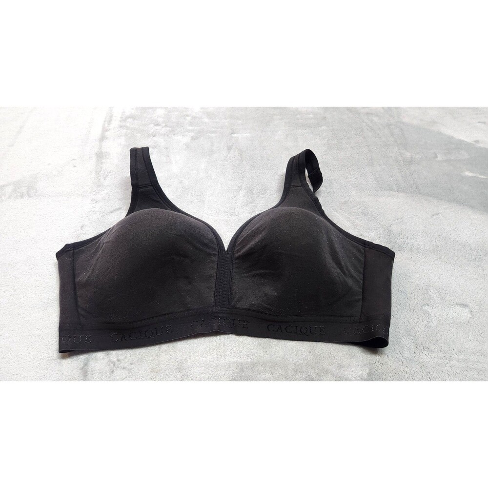 Cacique Women's Size 40D Black Front Close Lightweight Sports Bra